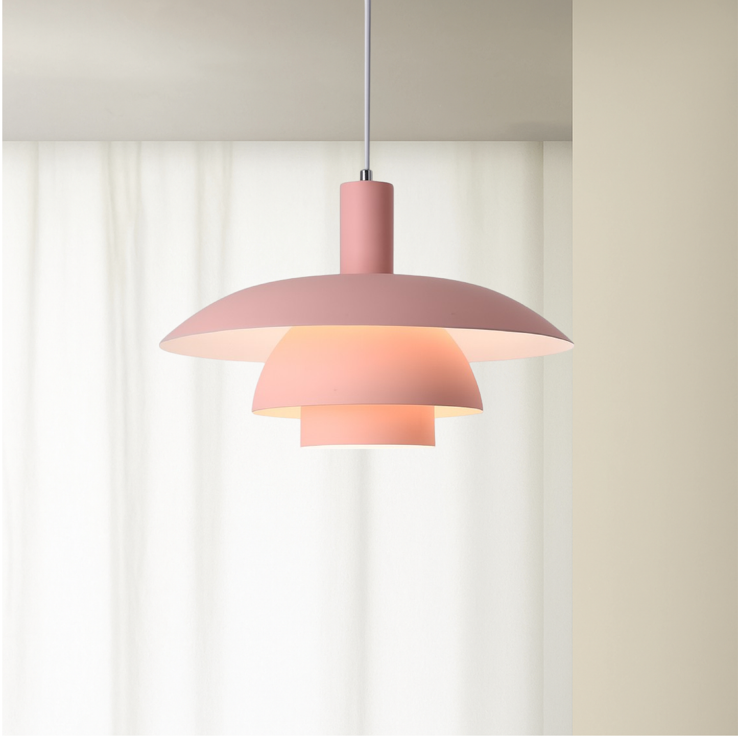 Pendant Lamp Scandinavian with Triple-Tiered Shade and Adjustable Height