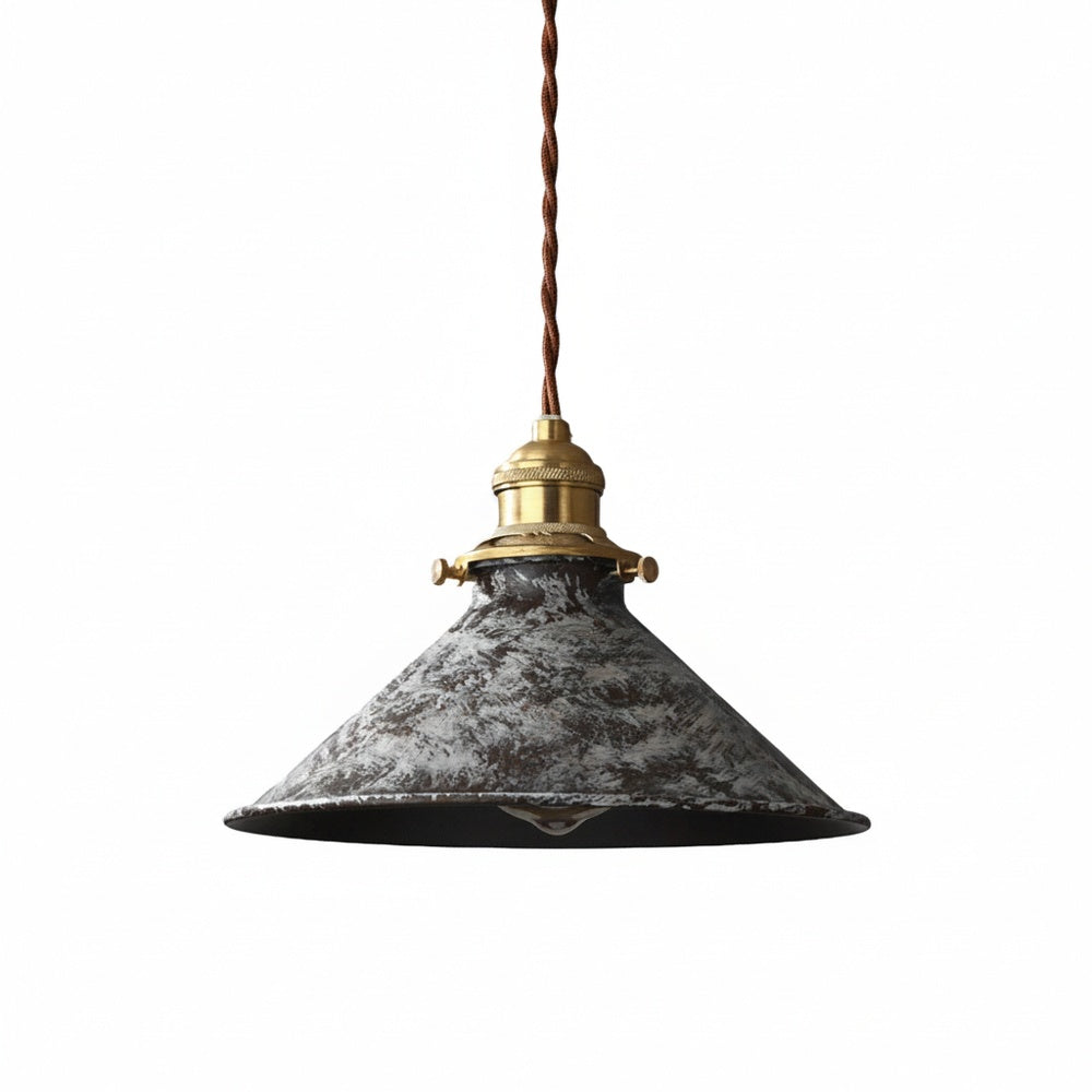 Pendant Lamp Vintage Industrial with Aged Patina Finish and Brass Socket