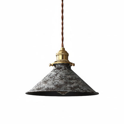 Pendant Lamp Vintage Industrial with Aged Patina Finish and Brass Socket