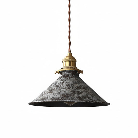 Pendant Lamp Vintage Industrial with Aged Patina Finish and Brass Socket