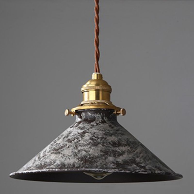 Pendant Lamp Vintage Industrial with Aged Patina Finish and Brass Socket