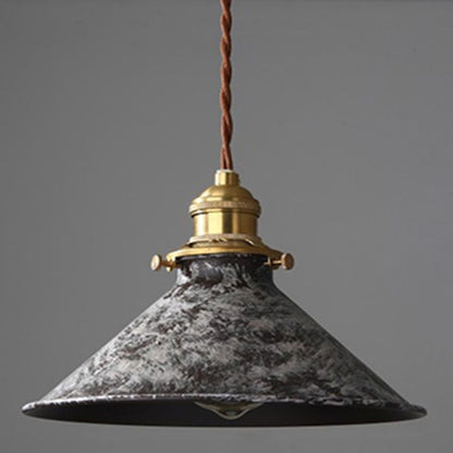 Pendant Lamp Vintage Industrial with Aged Patina Finish and Brass Socket