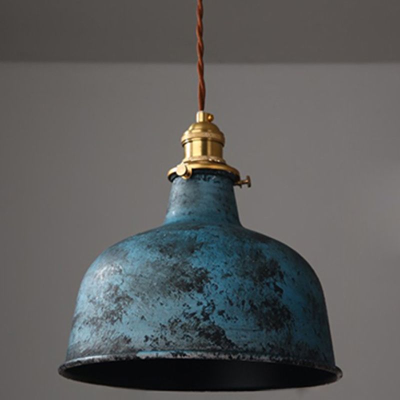 Pendant Lamp Vintage Industrial with Aged Patina Finish and Brass Socket