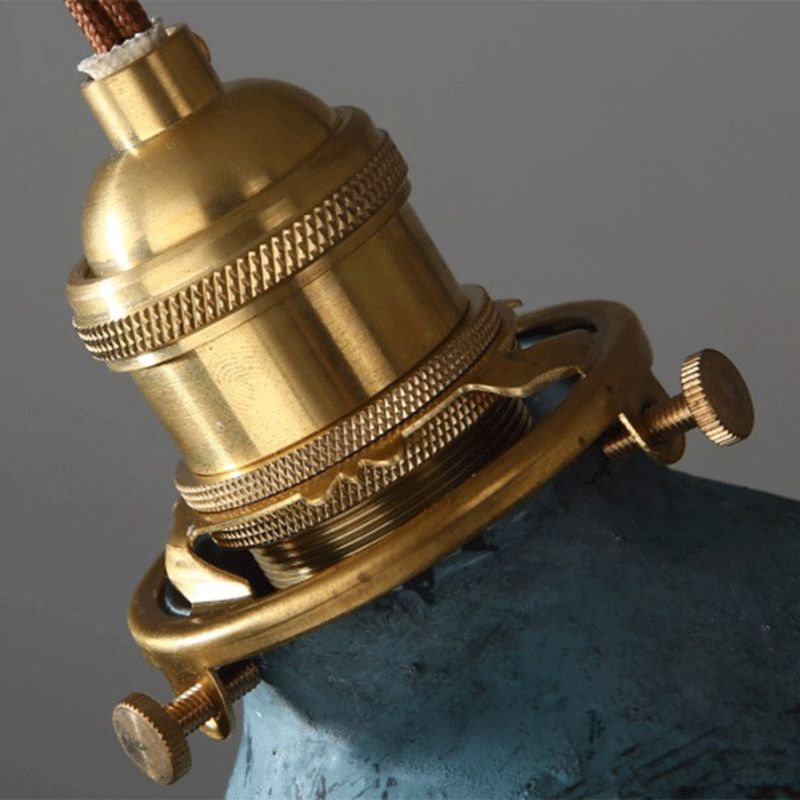 Pendant Lamp Vintage Industrial with Aged Patina Finish and Brass Socket