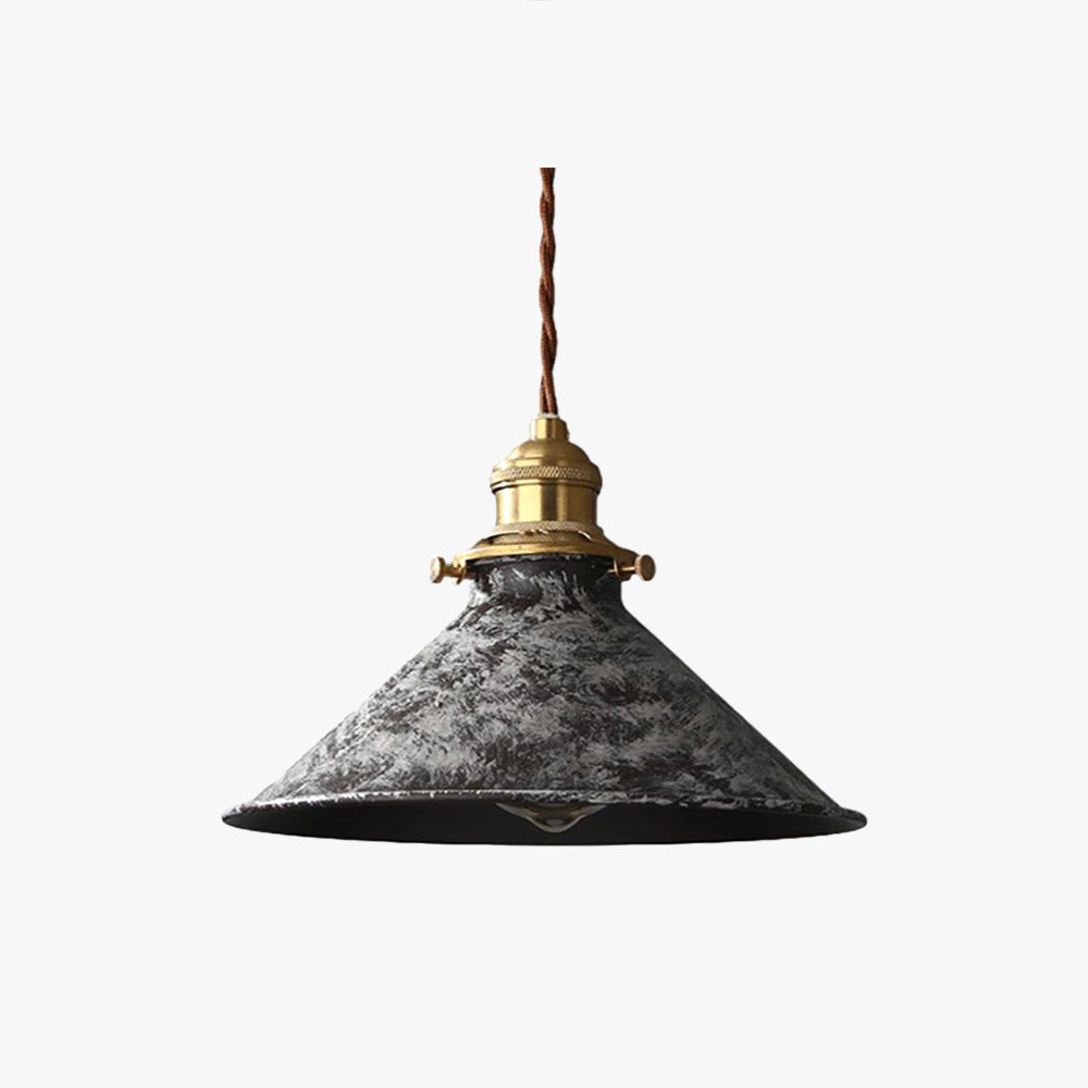 Pendant Lamp Vintage Industrial with Aged Patina Finish and Brass Socket