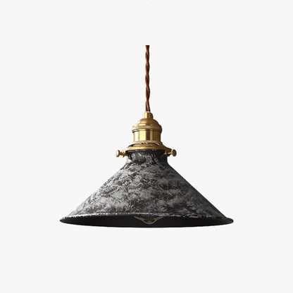 Pendant Lamp Vintage Industrial with Aged Patina Finish and Brass Socket