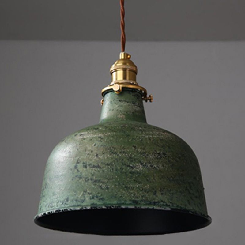 Pendant Lamp Vintage Industrial with Aged Patina Finish and Brass Socket