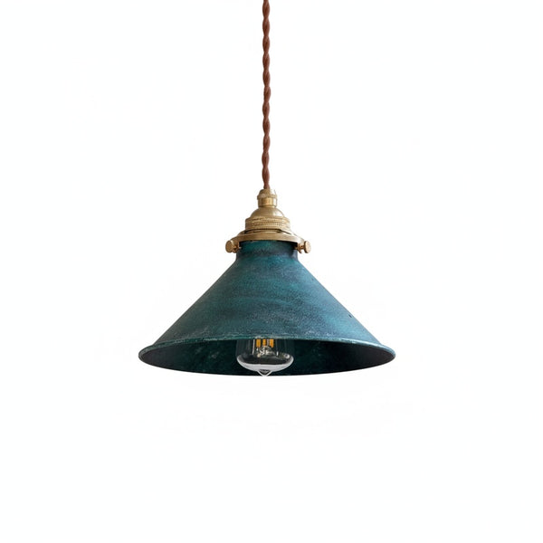 Pendant Lamp Vintage Industrial with Conical Metal Shade and Twisted Cord