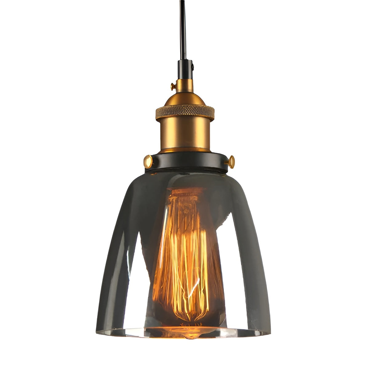 Pendant Lamp Vintage Industrial with Smoked Glass Shade and E27 Fitting
