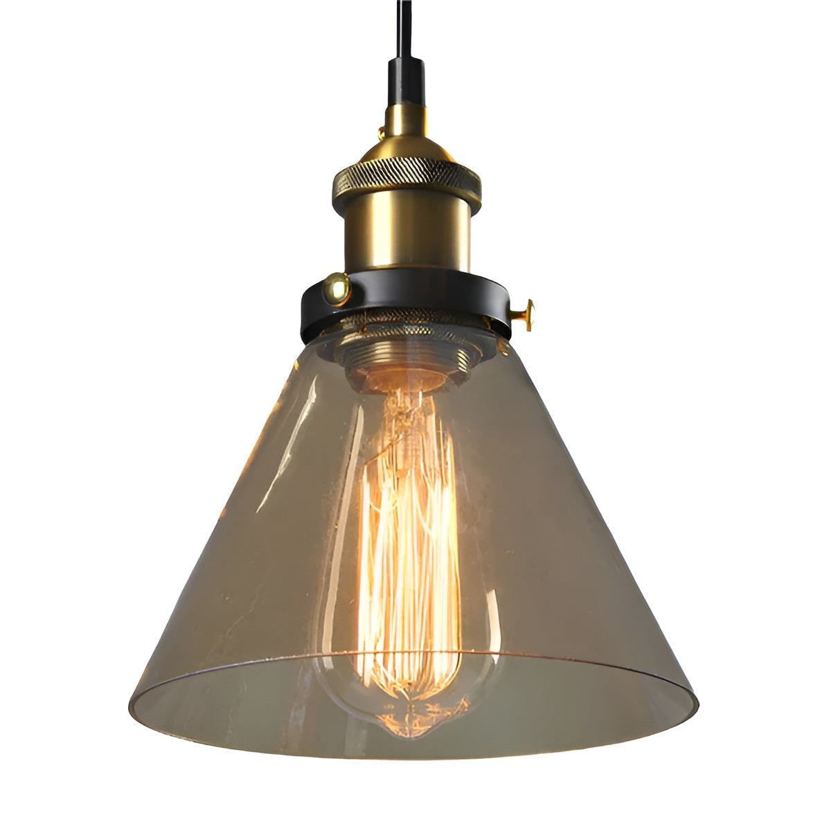 Pendant Lamp Vintage Industrial with Smoked Glass Shade and E27 Fitting