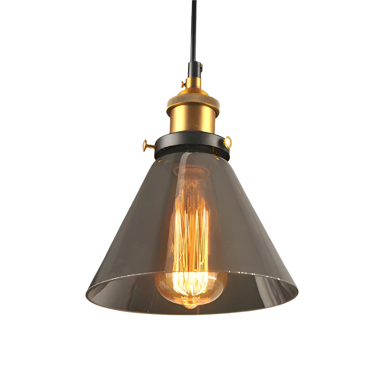 Pendant Lamp Vintage Industrial with Smoked Glass Shade and E27 Fitting