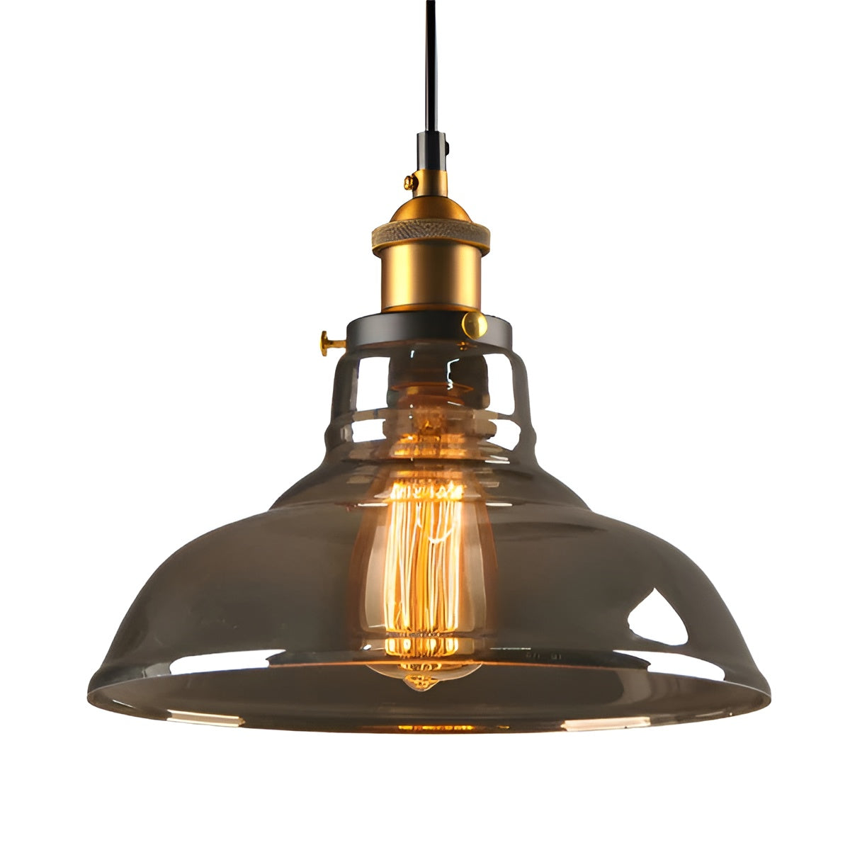 Pendant Lamp Vintage Industrial with Smoked Glass Shade and E27 Fitting