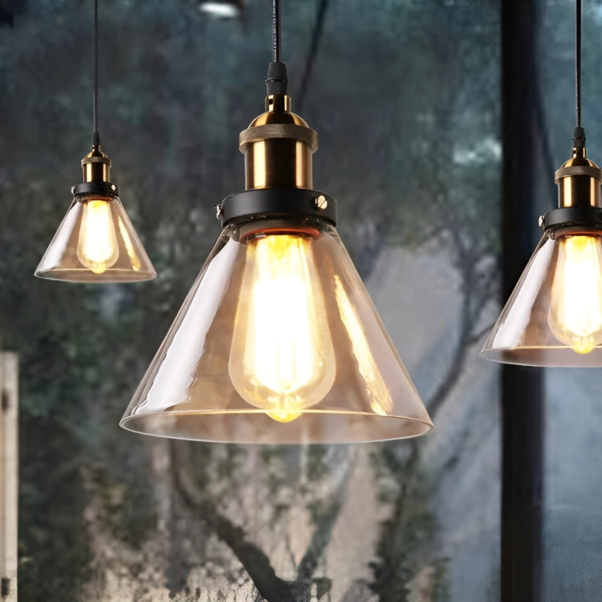 Pendant Lamp Vintage Industrial with Smoked Glass Shade and E27 Fitting