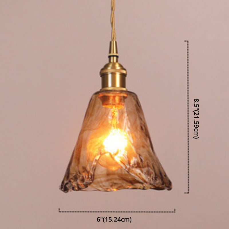 Pendant Lamp Vintage with Textured Glass Shade and Brass Fitting