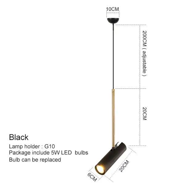 Pendant Spotlight Modern with Adjustable Cylinder Head and Tilting Arm