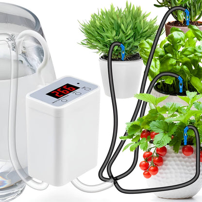 Plant Watering System with Digital Display and Drip Heads