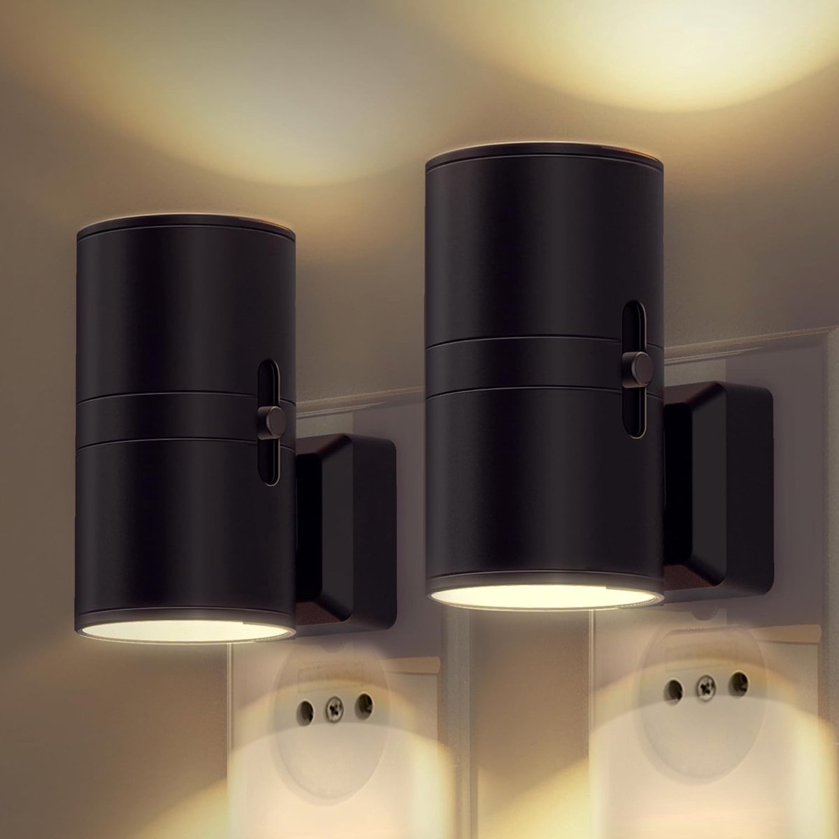 Plug-In Wall Lamp Modern with Dimmable Light and Built-In Light Sensor