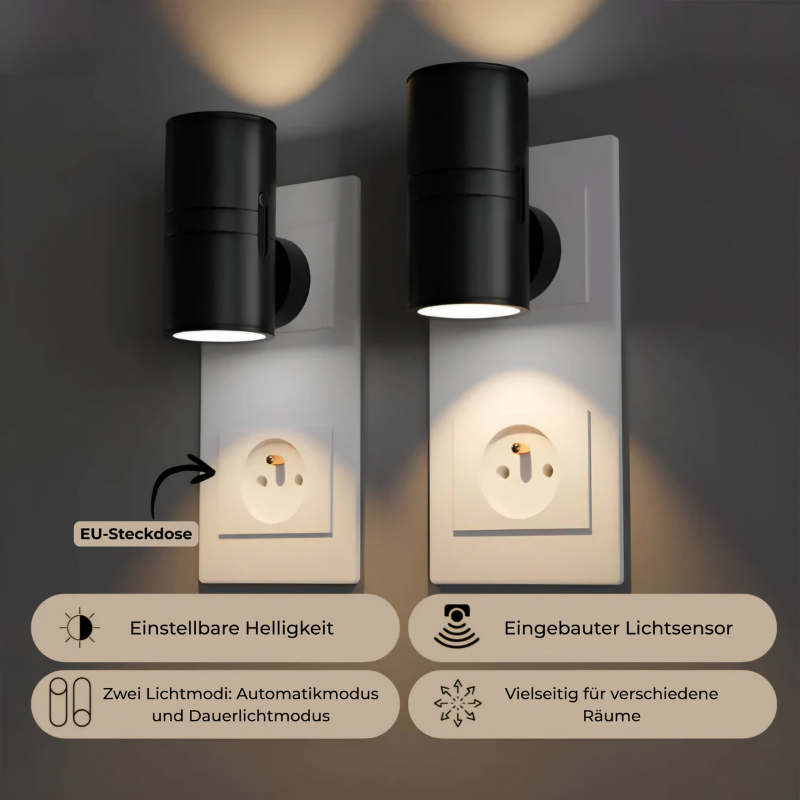 Plug-In Wall Lamp Modern with Dimmable Light and Built-In Light Sensor