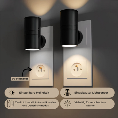 Plug-In Wall Lamp Modern with Dimmable Light and Built-In Light Sensor
