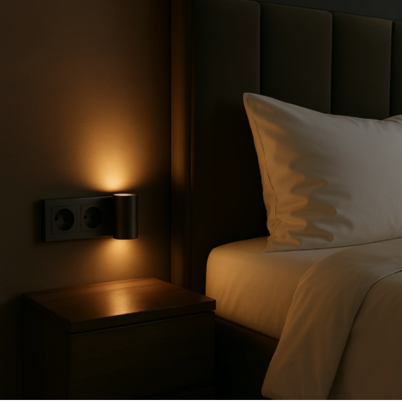 Plug-In Wall Lamp Modern with Dimmable Light and Built-In Light Sensor