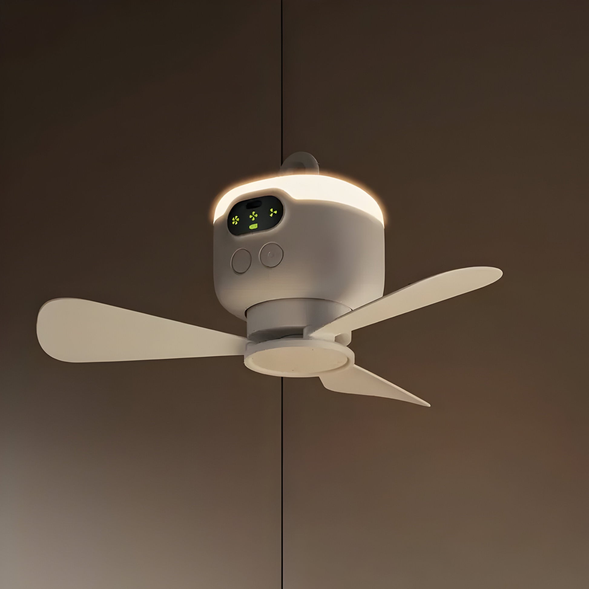 Portable Ceiling Fan with LED Light and Remote Control, USB Rechargeable