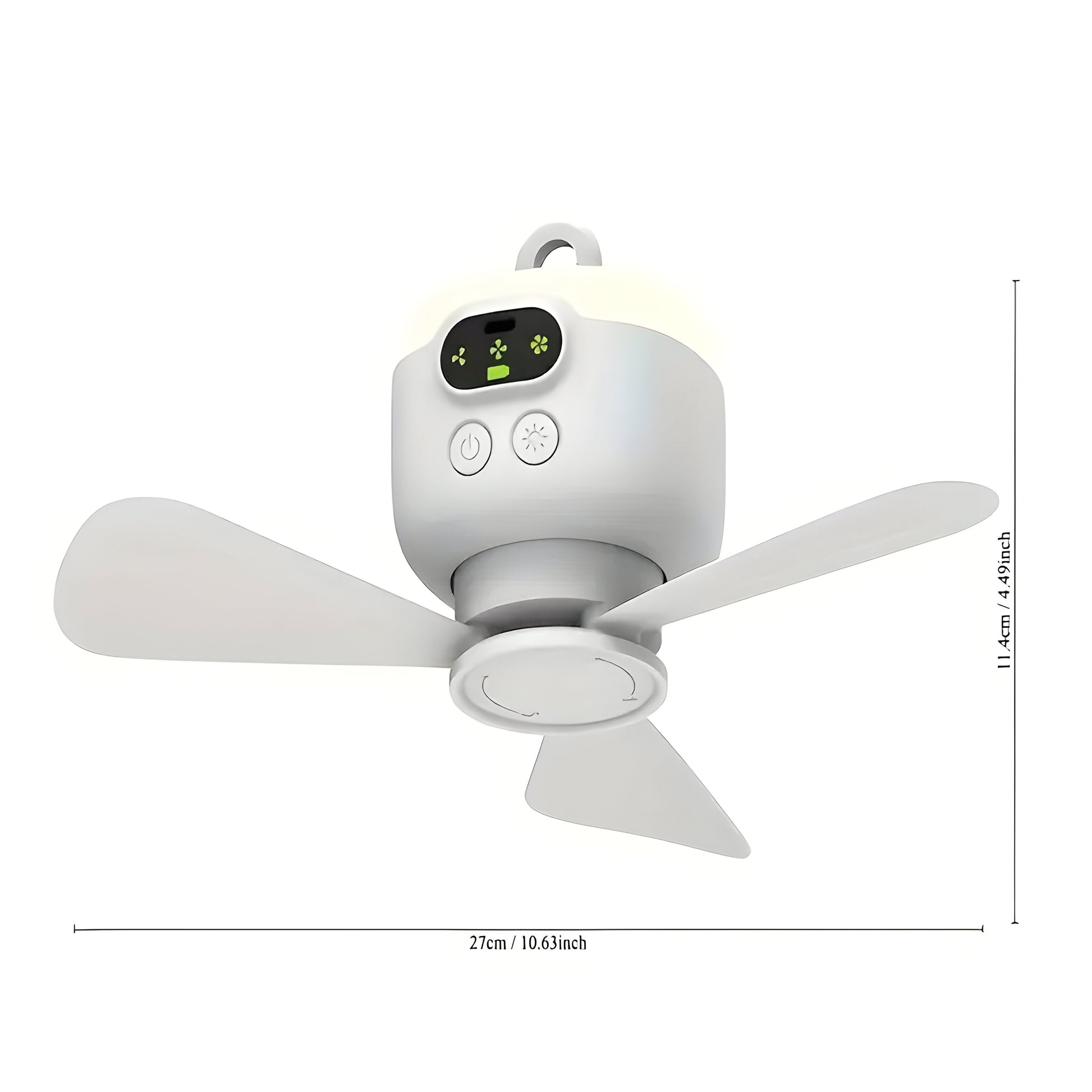 Portable Ceiling Fan with LED Light and Remote Control, USB Rechargeable
