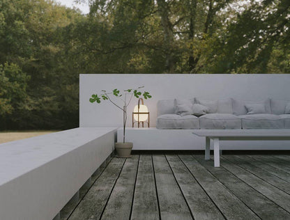 Portable Lantern Table Lamp Scandinavian with Wood Frame and Globe Shade
