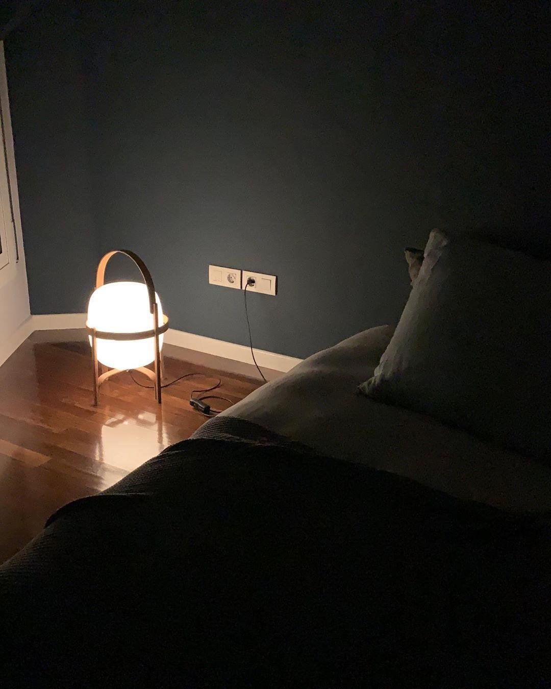 Portable Lantern Table Lamp Scandinavian with Wood Frame and Globe Shade