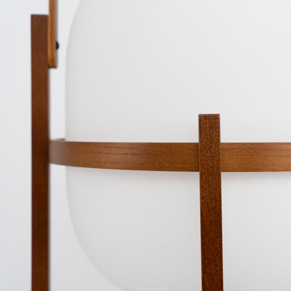 Portable Lantern Table Lamp Scandinavian with Wood Frame and Globe Shade