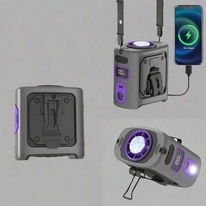 Portable Waist Fan with 8000 mAh Power Bank and LED Light
