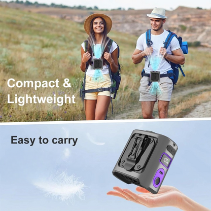 Portable Waist Fan with 8000 mAh Power Bank and LED Light