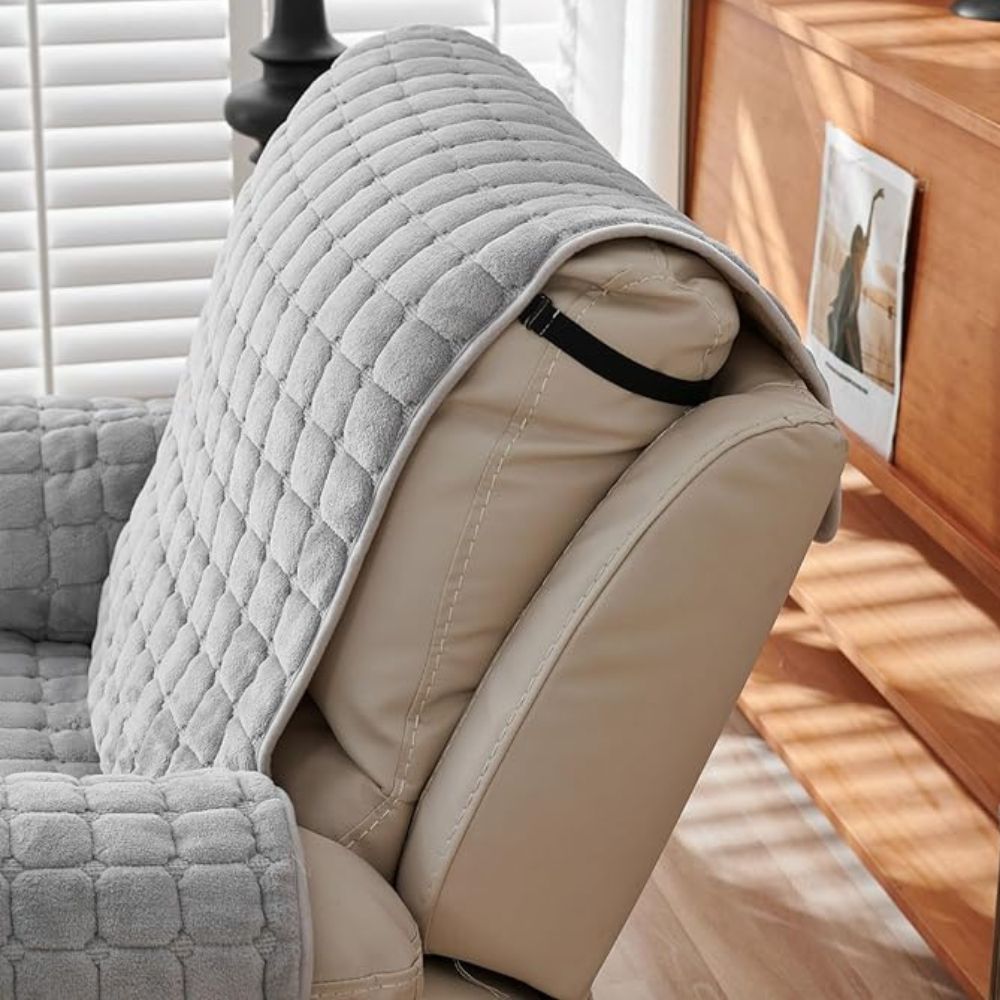Quilted Recliner Cover with Side Storage Pockets and Non-Slip Fit