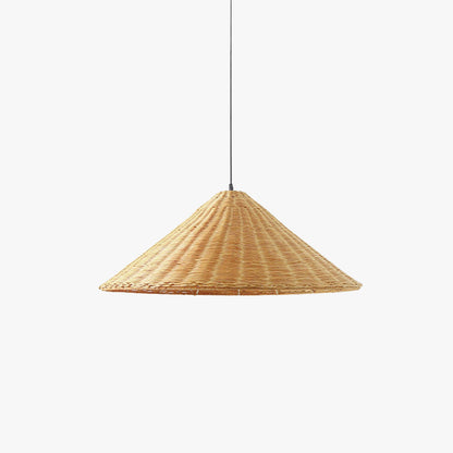 Rattan Pendant Lamp Bohemian with Woven Cone Shade