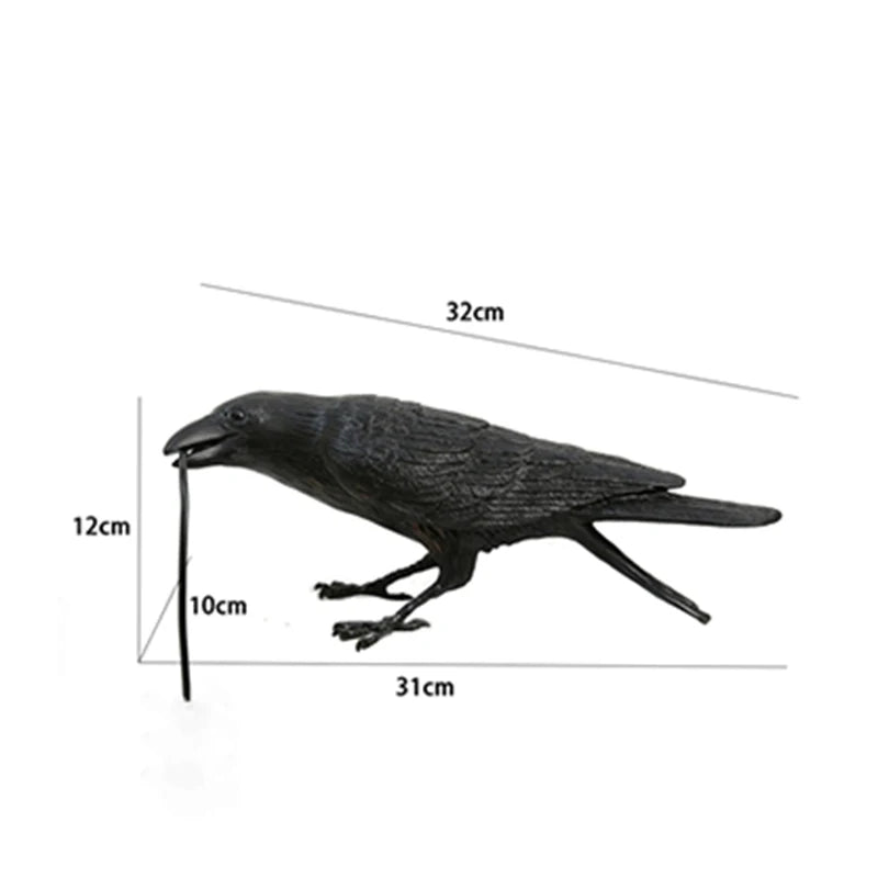 Raven Crow Table Lamp Art Deco Sculpture with Bulb-in-Beak Design