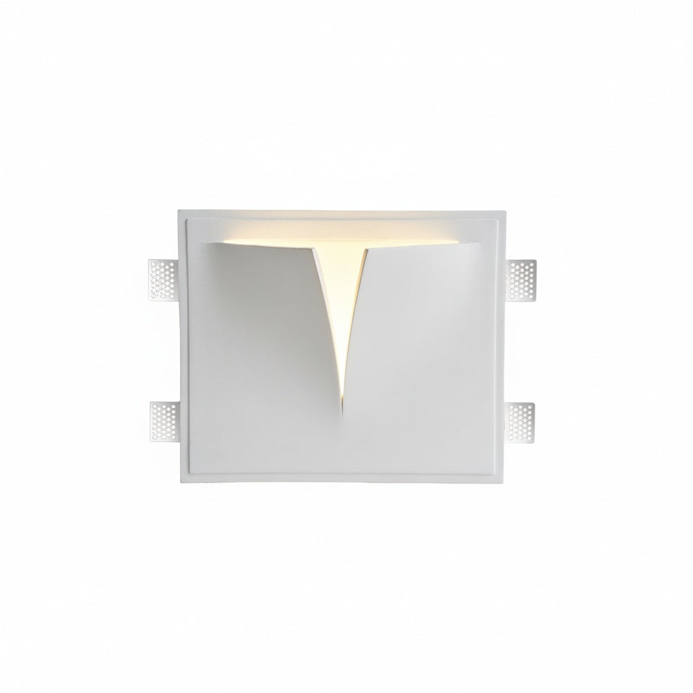 Recessed Wall Lamp Minimalist with Sculptural Plaster Shade and Warm LED Light