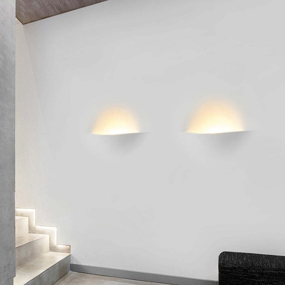 Recessed Wall Lamp Minimalist with Sculptural Plaster Shade and Warm LED Light