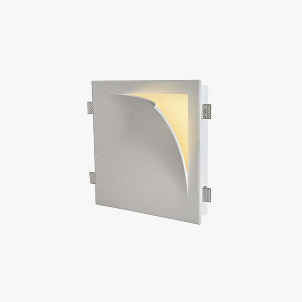 Recessed Wall Lamp Minimalist with Sculptural Plaster Shade and Warm LED Light