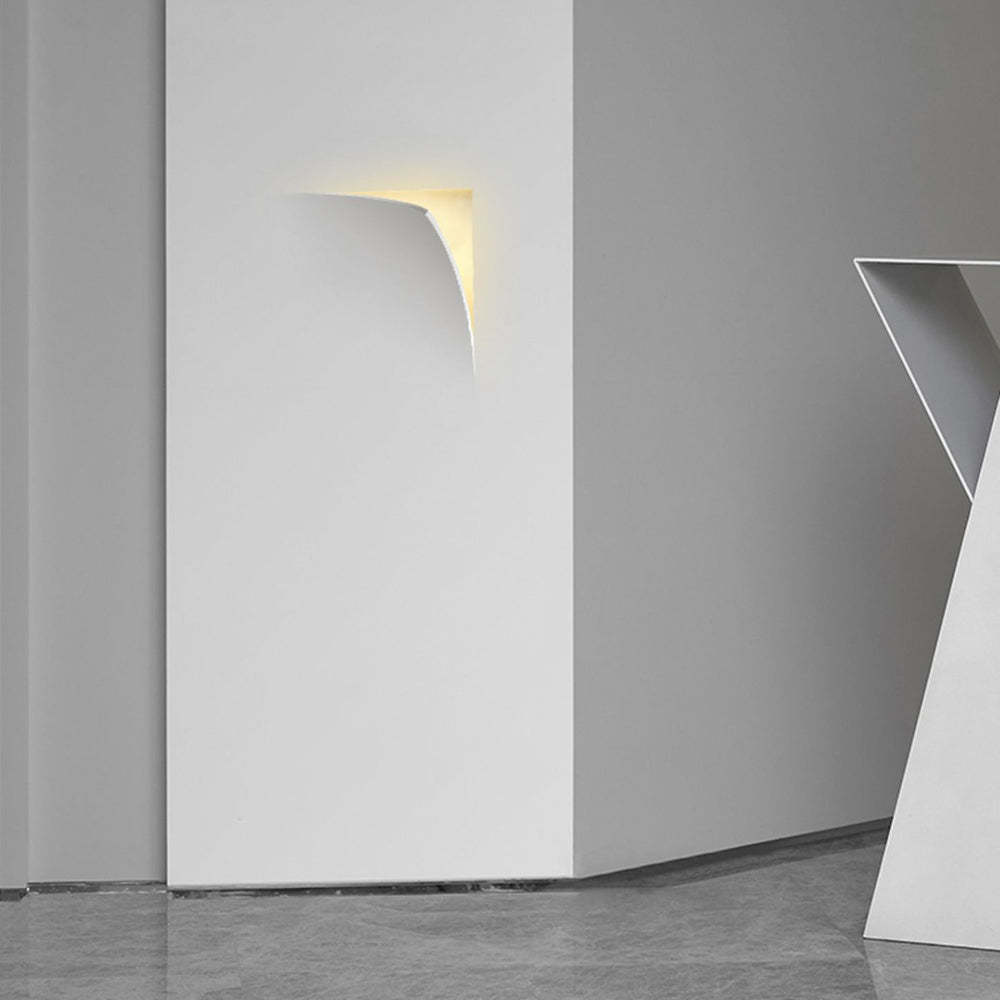 Recessed Wall Lamp Minimalist with Sculptural Plaster Shade and Warm LED Light