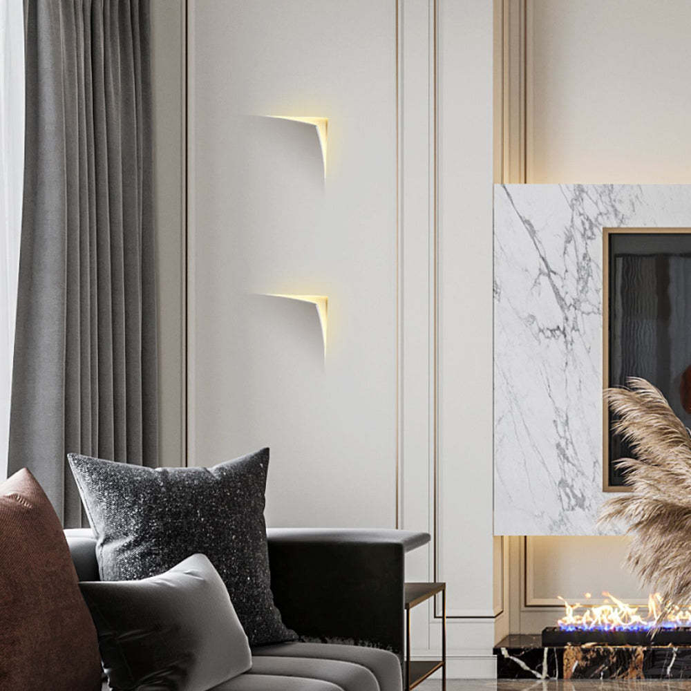 Recessed Wall Lamp Minimalist with Sculptural Plaster Shade and Warm LED Light