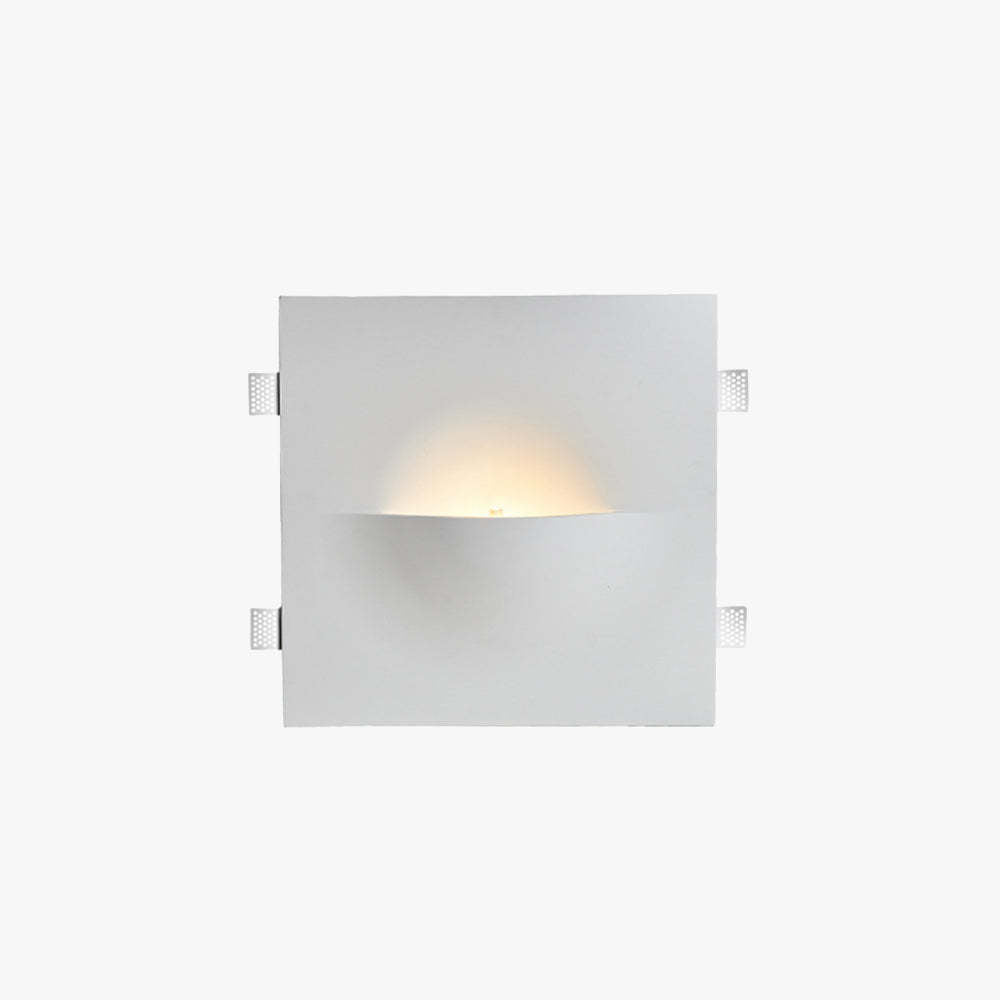 Recessed Wall Lamp Minimalist with Sculptural Plaster Shade and Warm LED Light