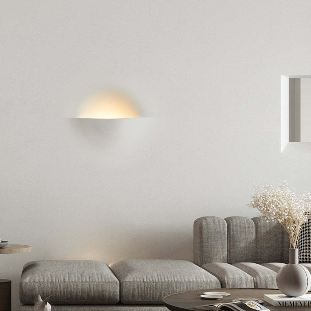 Recessed Wall Lamp Minimalist with Sculptural Plaster Shade and Warm LED Light