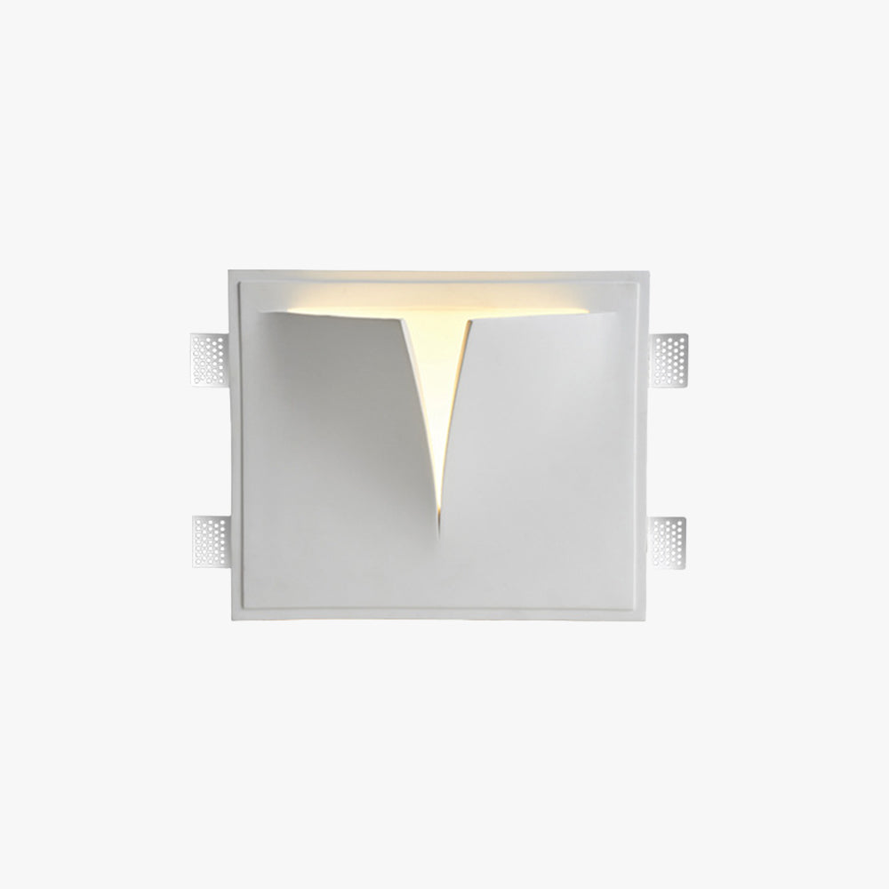 Recessed Wall Lamp Minimalist with Sculptural Plaster Shade and Warm LED Light
