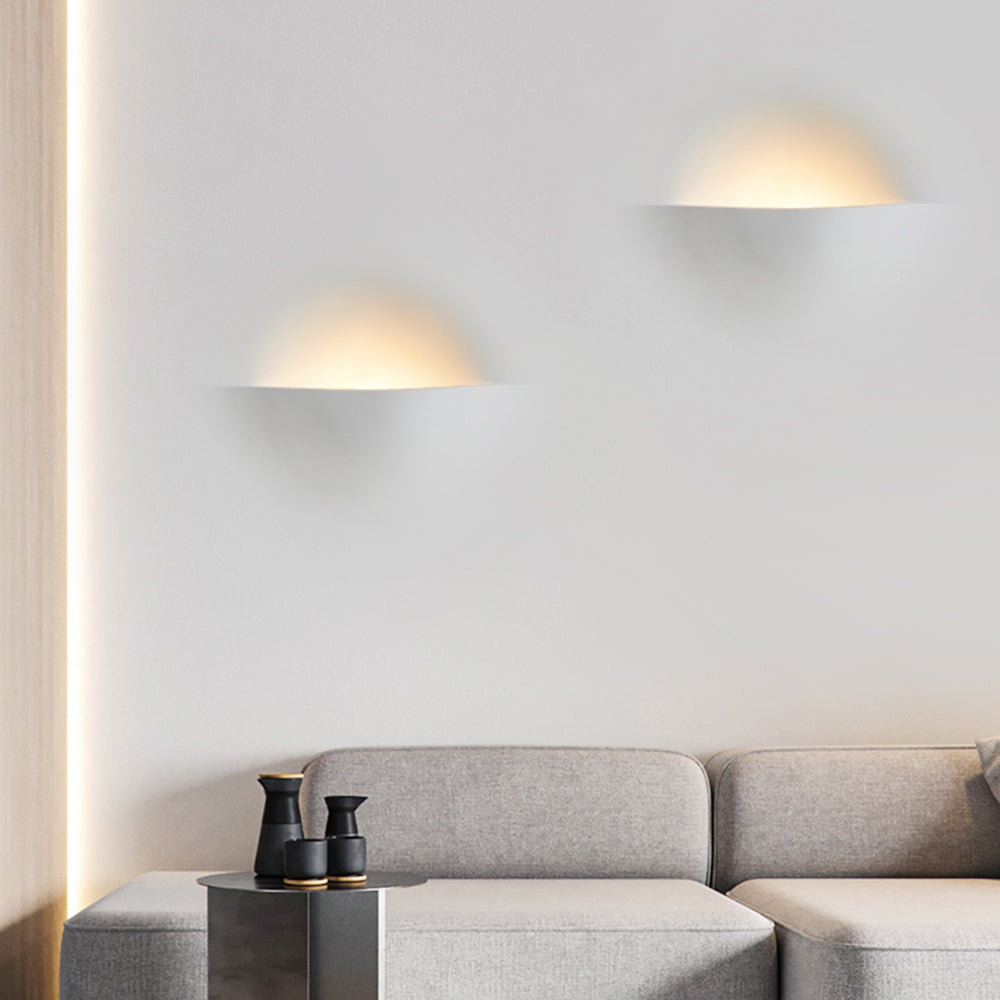 Recessed Wall Lamp Minimalist with Sculptural Plaster Shade and Warm LED Light