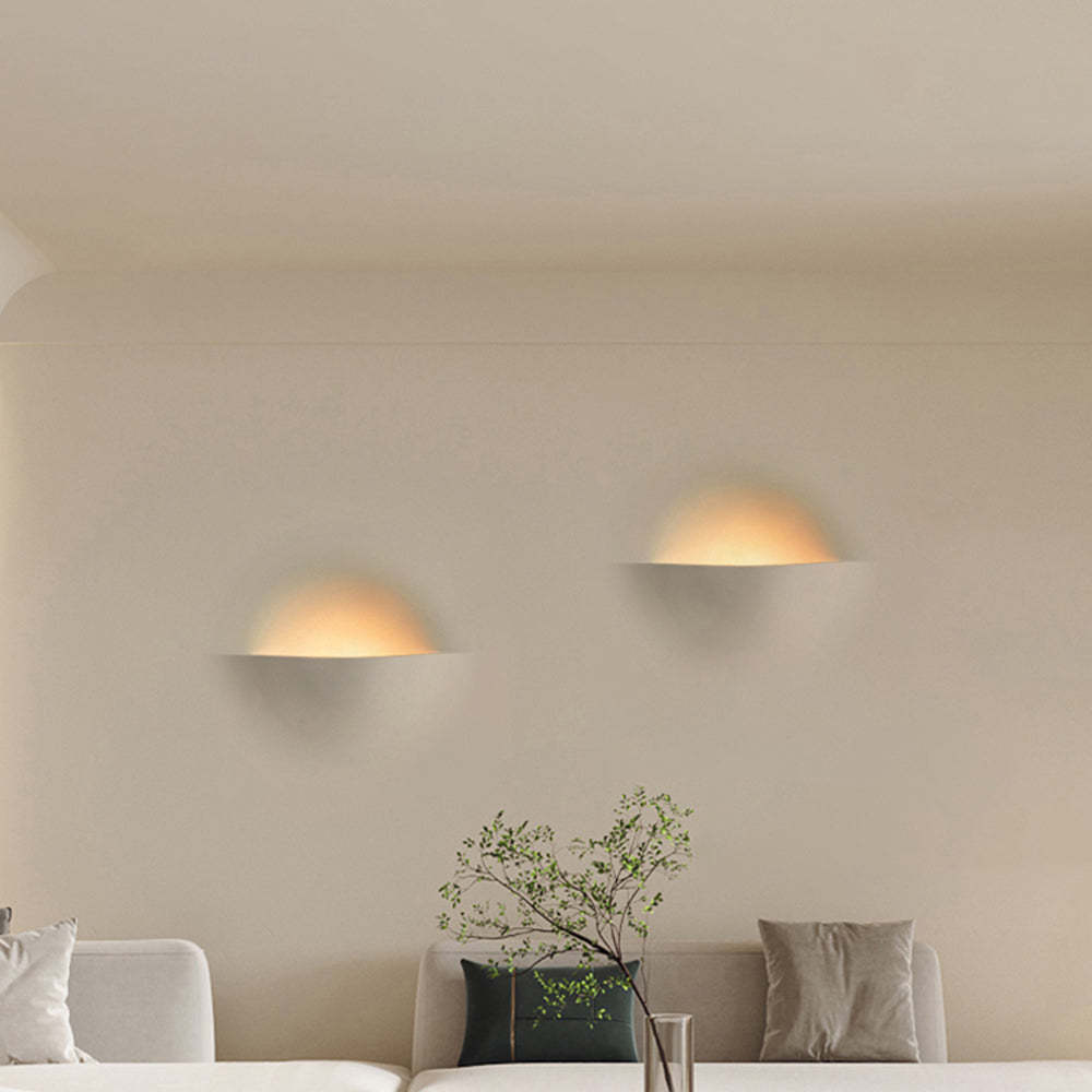 Recessed Wall Lamp Minimalist with Sculptural Plaster Shade and Warm LED Light