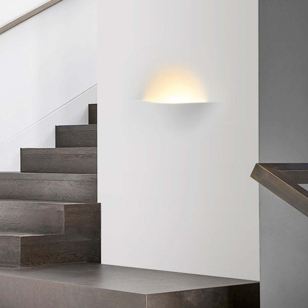 Recessed Wall Lamp Minimalist with Sculptural Plaster Shade and Warm LED Light