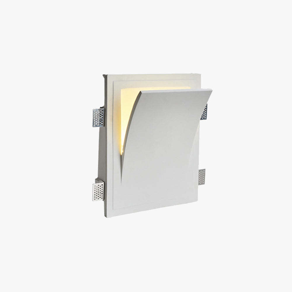 Recessed Wall Lamp Minimalist with Sculptural Plaster Shade and Warm LED Light