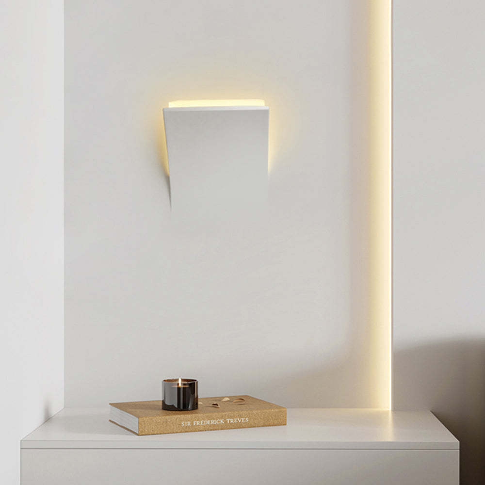 Recessed Wall Lamp Minimalist with Sculptural Plaster Shade and Warm LED Light