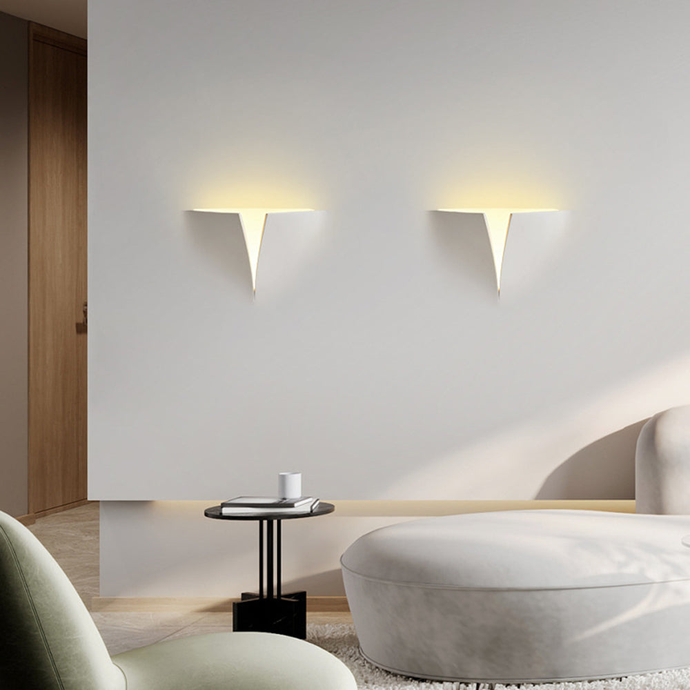 Recessed Wall Lamp Minimalist with Sculptural Plaster Shade and Warm LED Light