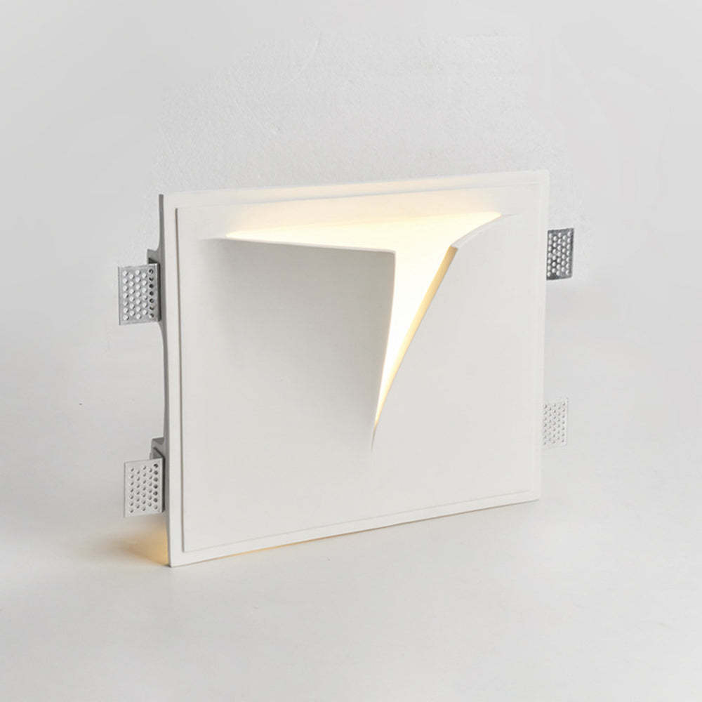 Recessed Wall Lamp Minimalist with Sculptural Plaster Shade and Warm LED Light