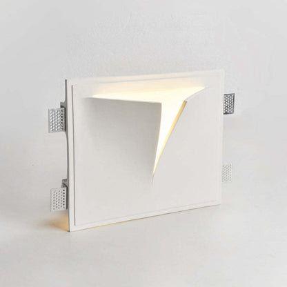 Recessed Wall Lamp Minimalist with Sculptural Plaster Shade and Warm LED Light